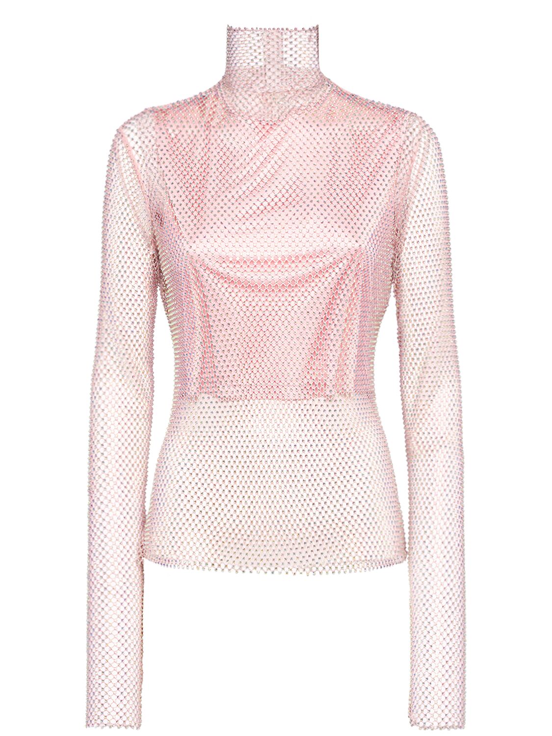 Shop Sportmax Valdai Embellished Mesh Top In Pink