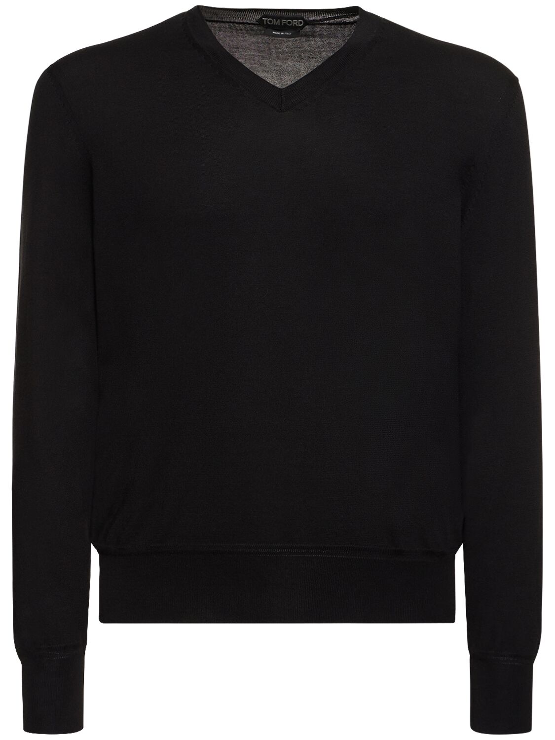 Shop Tom Ford Superfine Cotton V Neck Sweater In Black