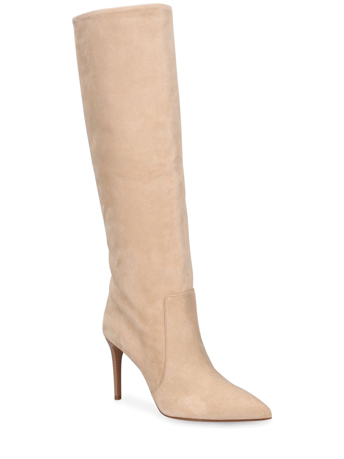 Shop Paris Texas 85mm Stiletto Suede Tall Boots In Beige