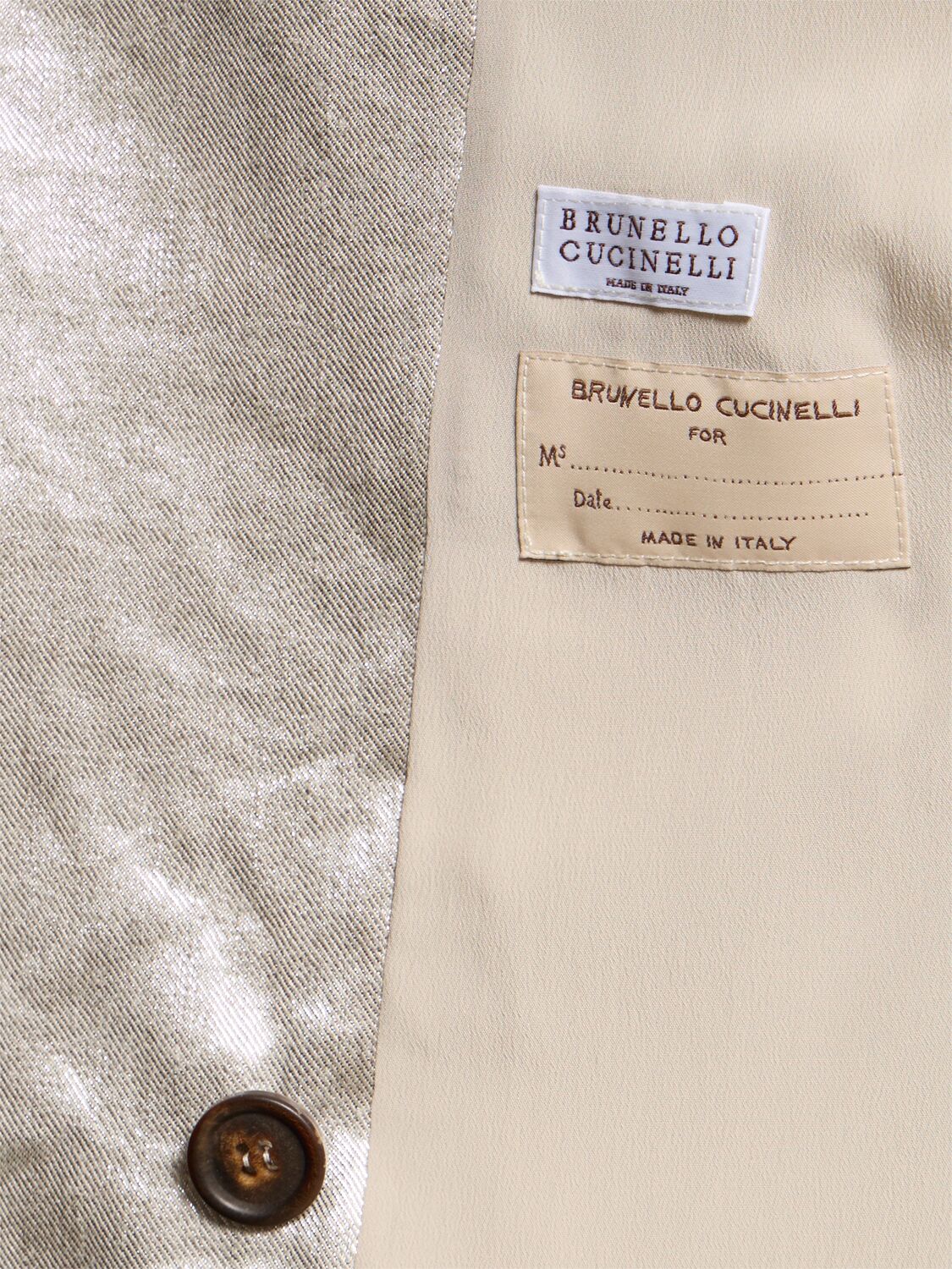 Shop Brunello Cucinelli Metallic Linen Gabardine Jacket In Silver