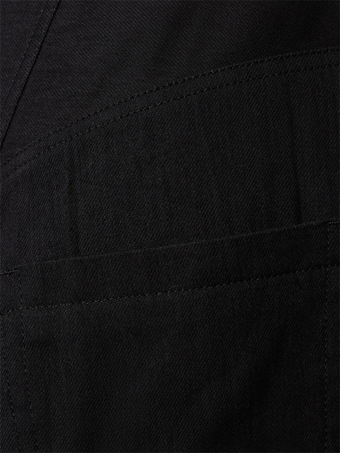 Shop Yohji Yamamoto Wide Structured Cotton Midi Skirt In Black