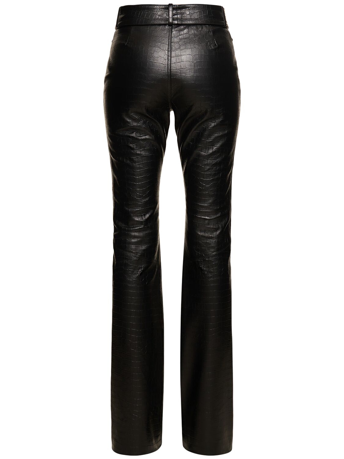 Shop Alessandra Rich Belted Leather Pants In Black