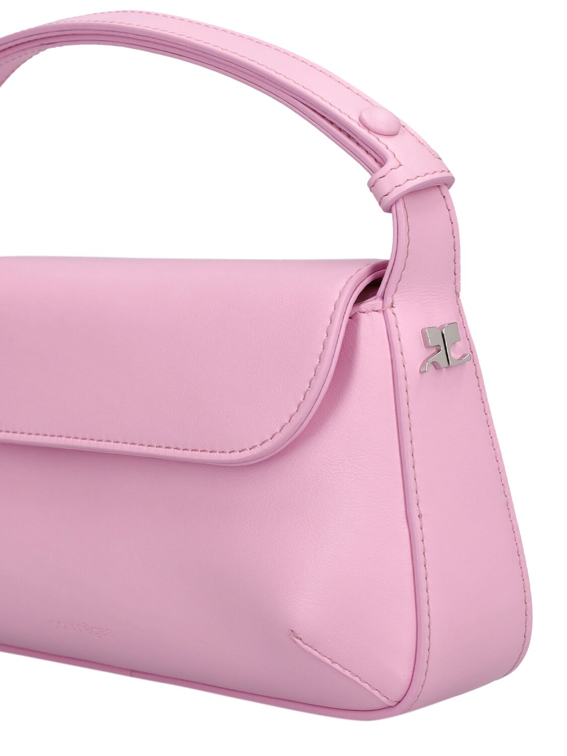 Shop Courrèges Sleek Leather Shoulder Bag In Candy Pink