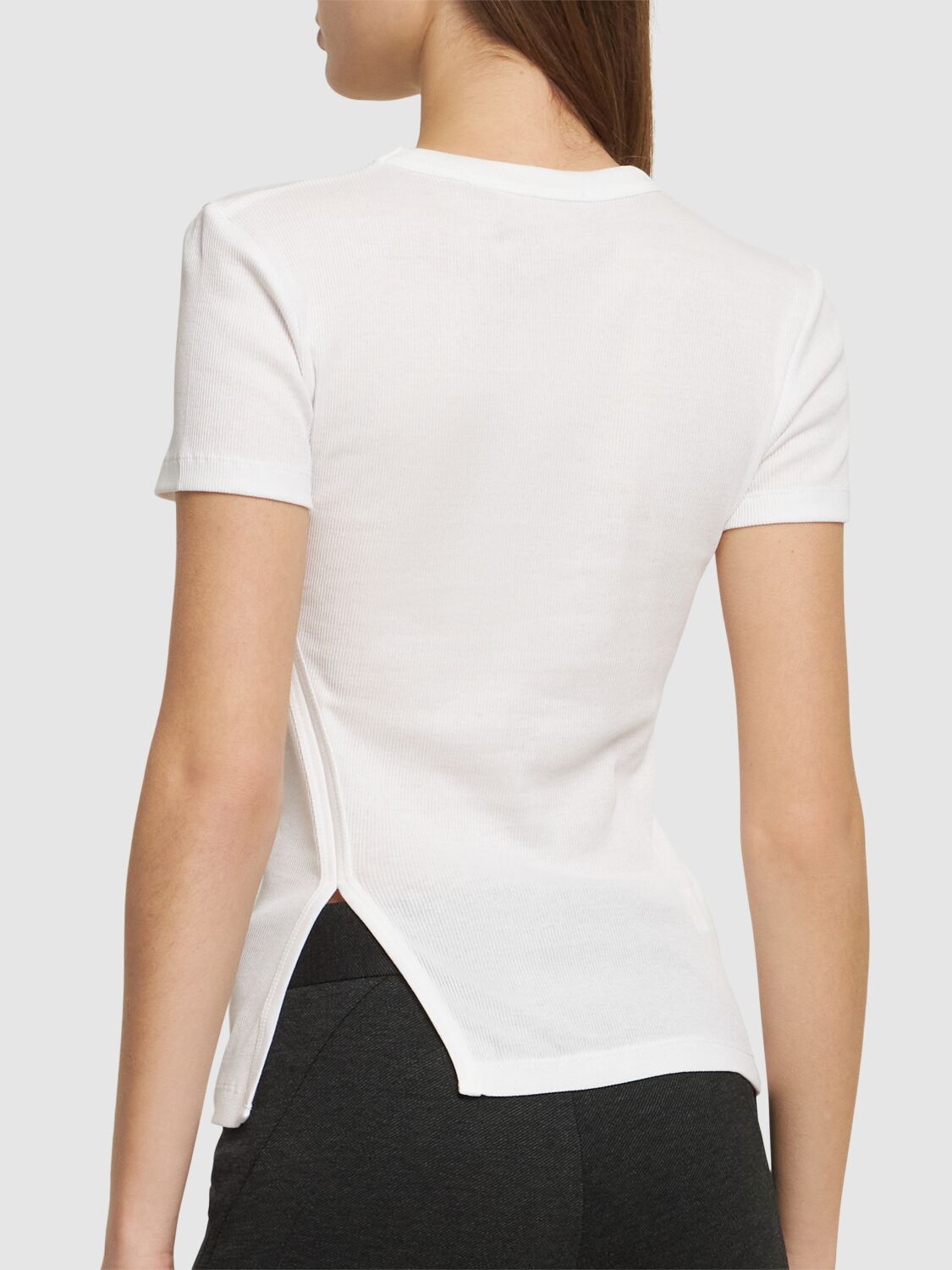 Shop Helmut Lang Cutout Cotton Jersey T-shirt In White