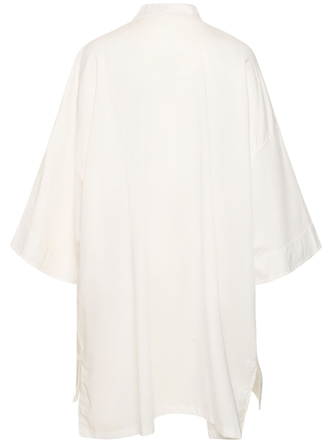 Shop Yohji Yamamoto Oversize Cotton Twill Long Shirt In White