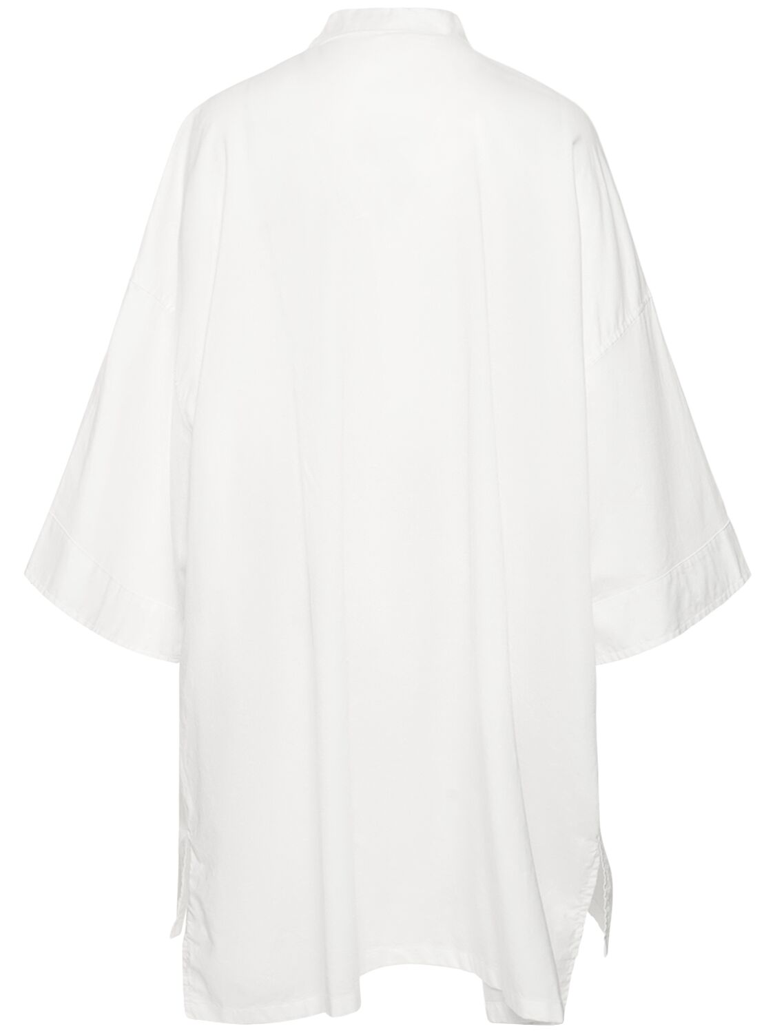 Yohji Yamamoto Oversize Cotton Twill Long Shirt In White