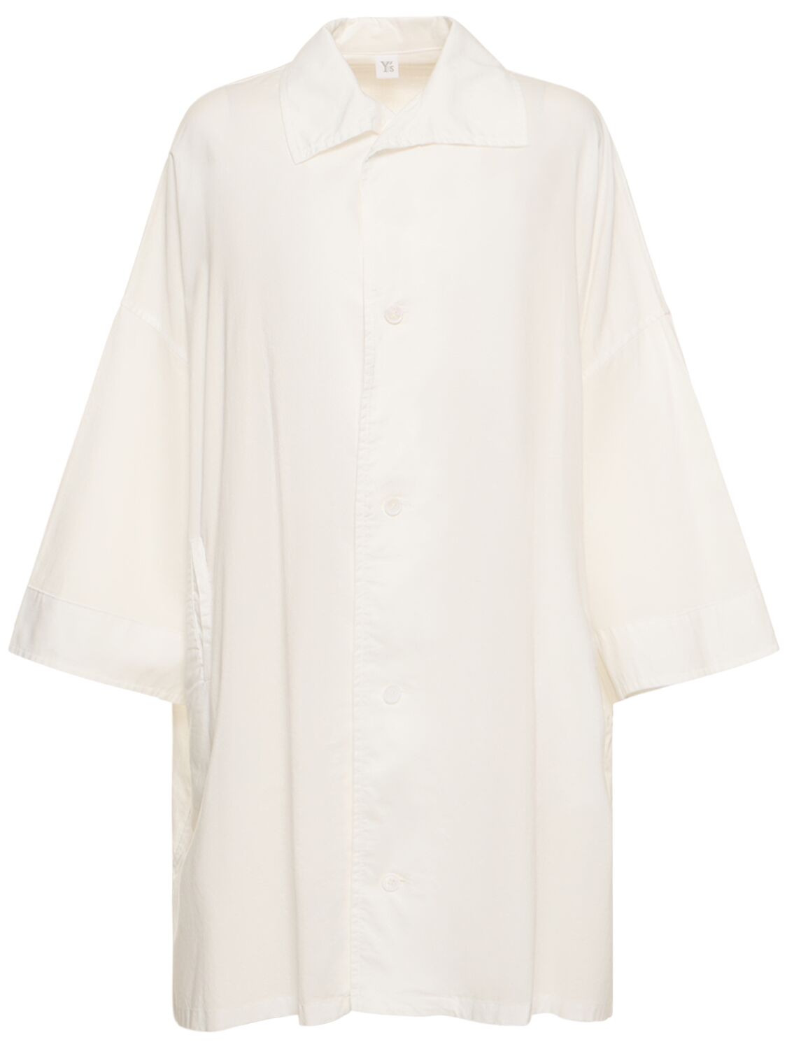Yohji Yamamoto Oversize Cotton Twill Long Shirt In White