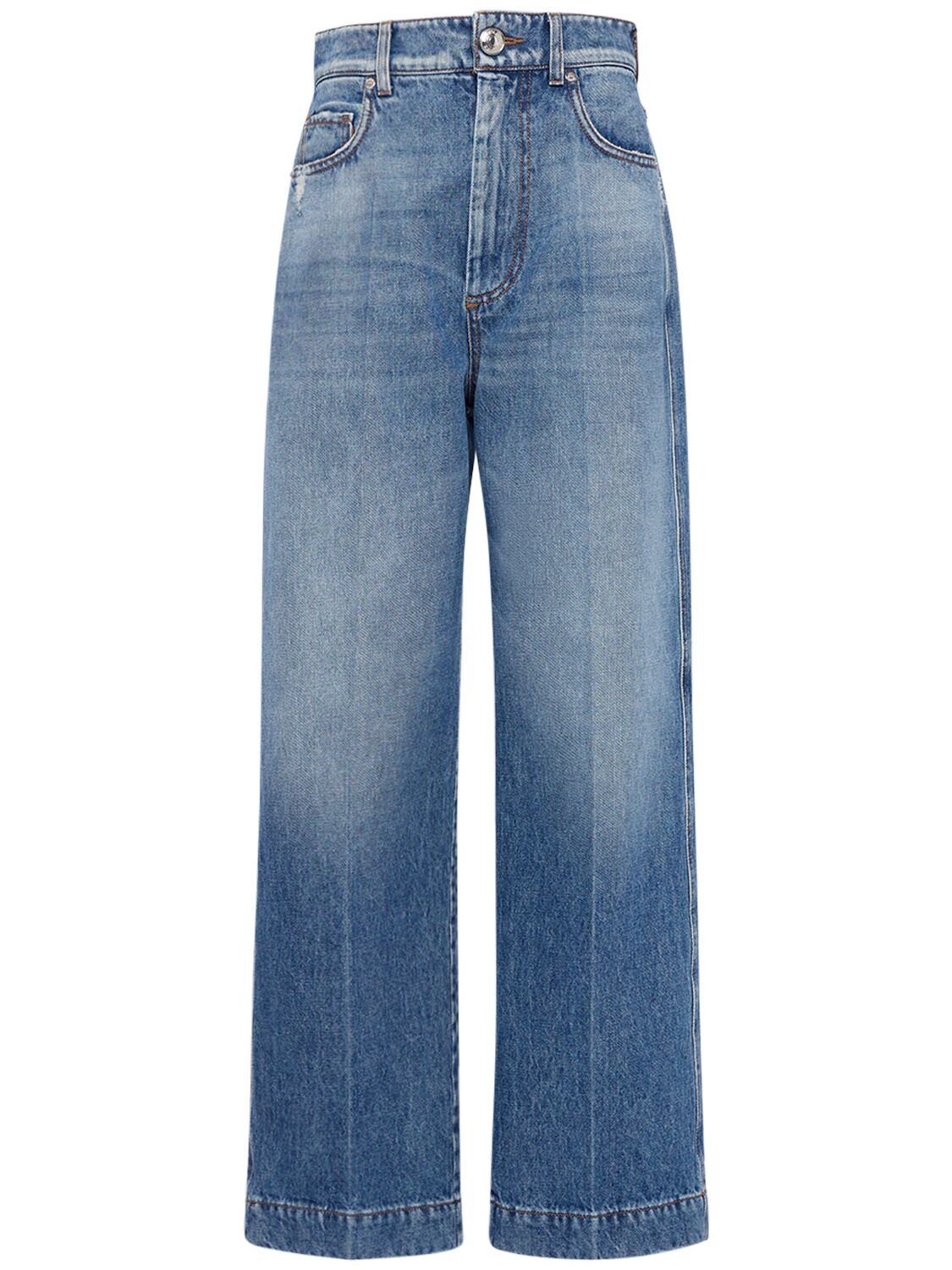 Shop Sportmax Conio Denim Mid Waist Wide Jeans In Blue