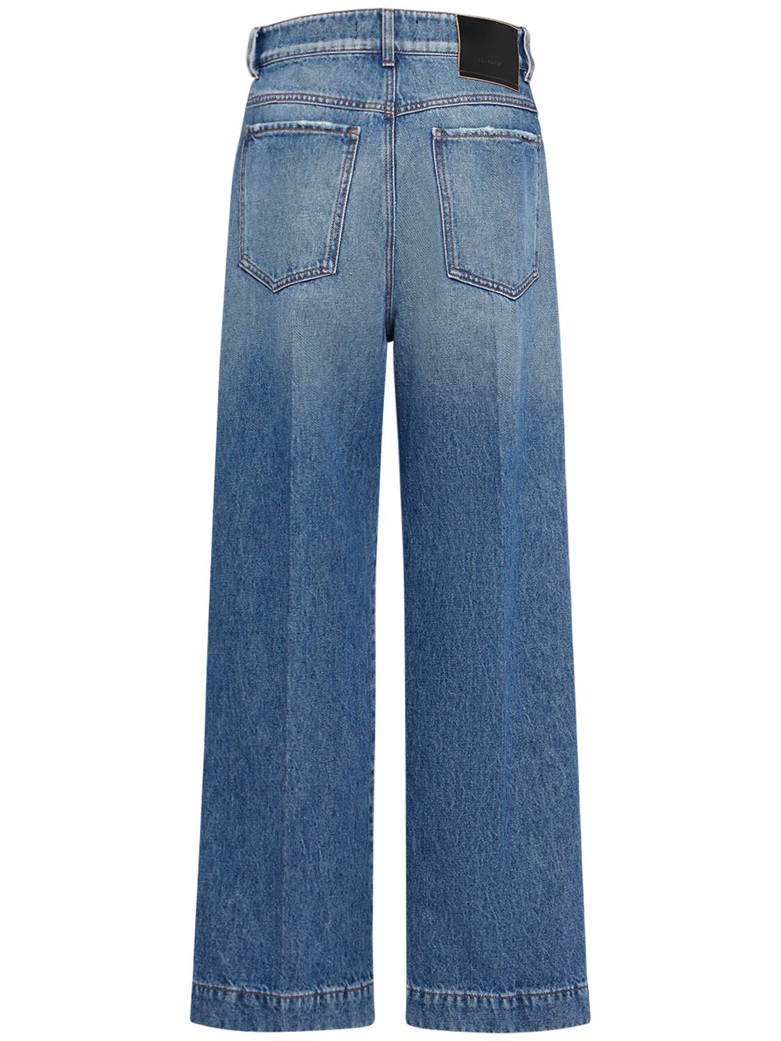 Shop Sportmax Conio Denim Mid Waist Wide Jeans In Blue