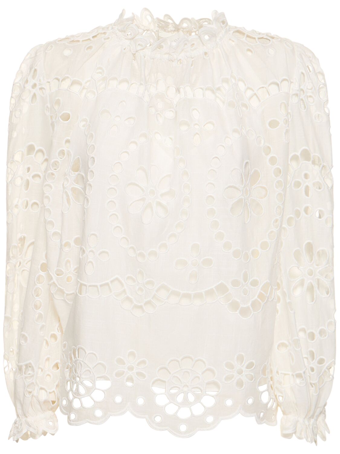 Zimmermann Lexi Embroidered Cotton Shirt In Neutral