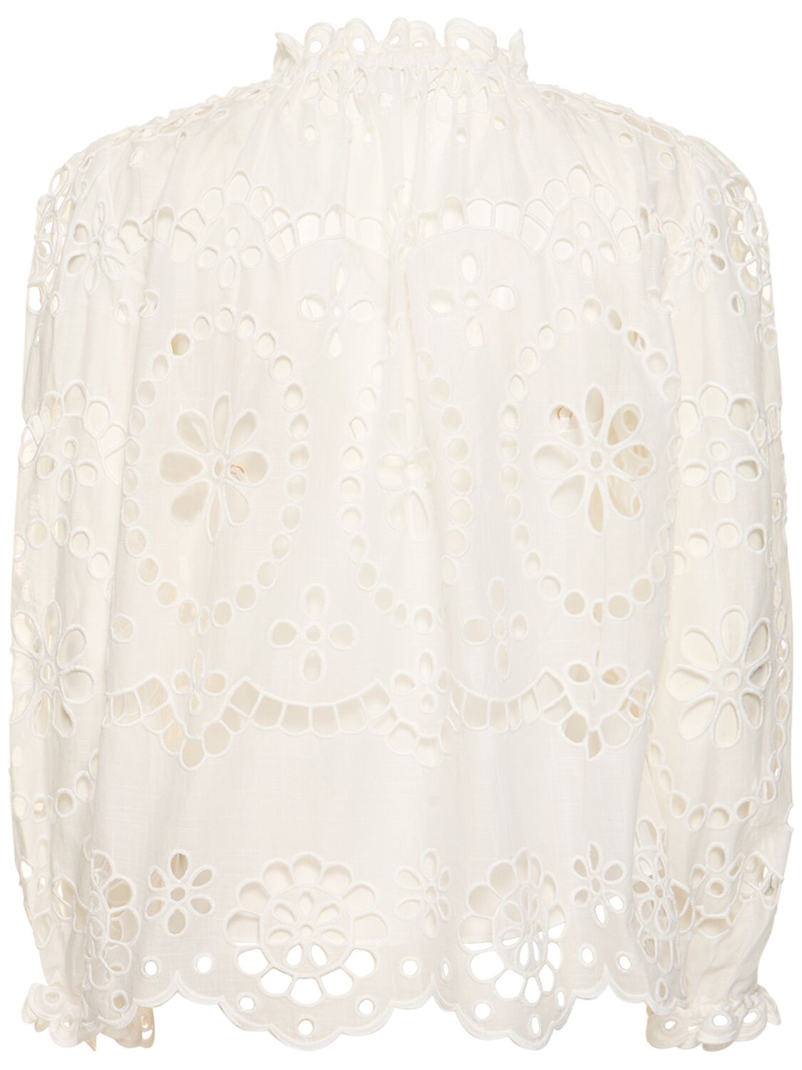 Shop Zimmermann Lexi Embroidered Cotton Shirt In Ivory