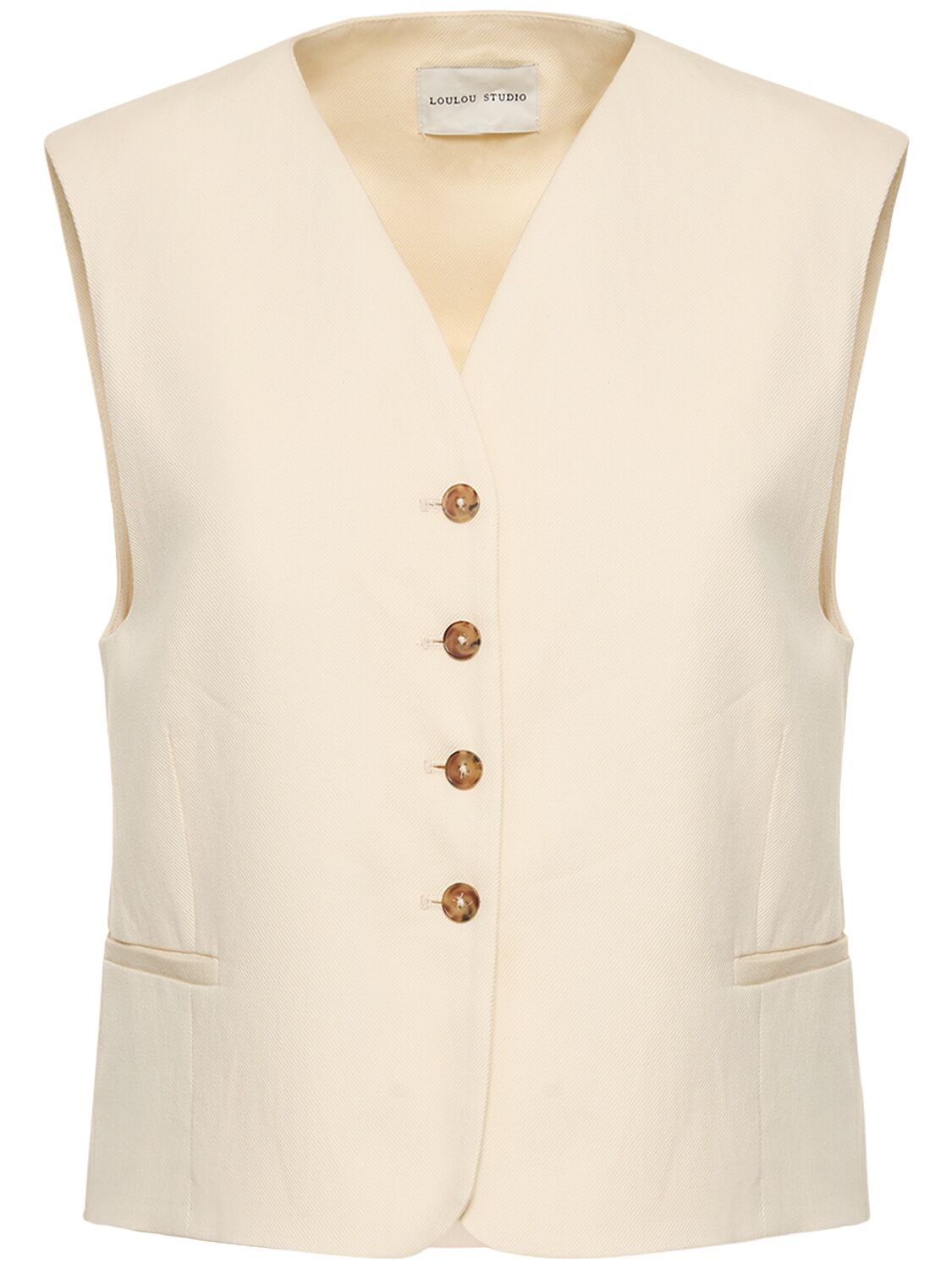 Loulou Studio Iba Cotton & Linen Vest In White