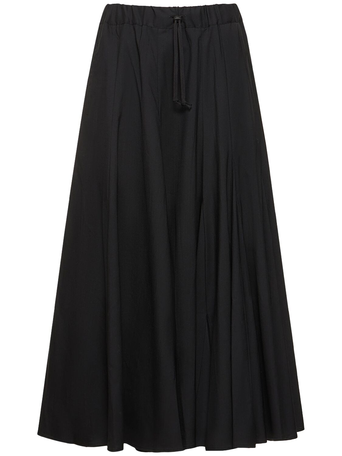 Yohji Yamamoto Flared Wool Midi Skirt In Black