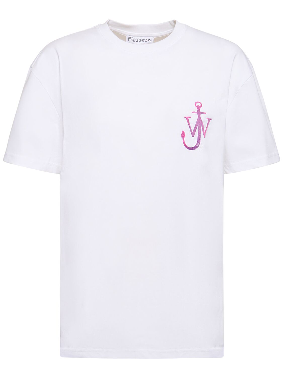 Shop Jw Anderson Embroidered Logo Jersey T-shirt In White