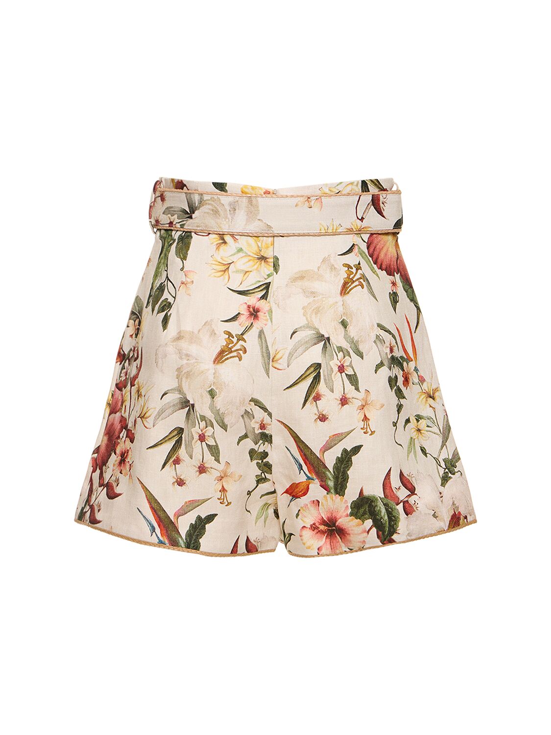 Shop Zimmermann Lexi Fitted Linen Shorts In Multicolor