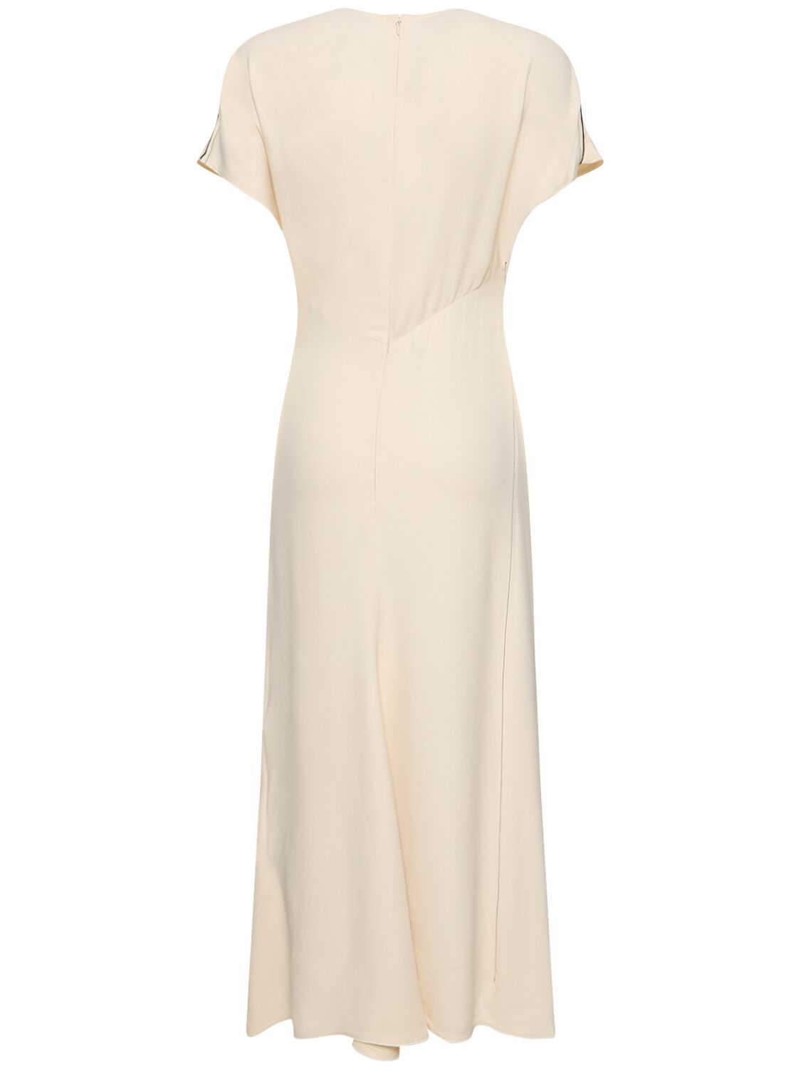 Shop Victoria Beckham Tie Detail Viscose Midi Dress In White