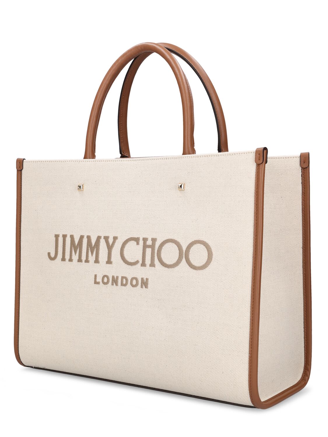 Shop Jimmy Choo Avenue M Recycled Cotton Tote Bag In Natural,taupe