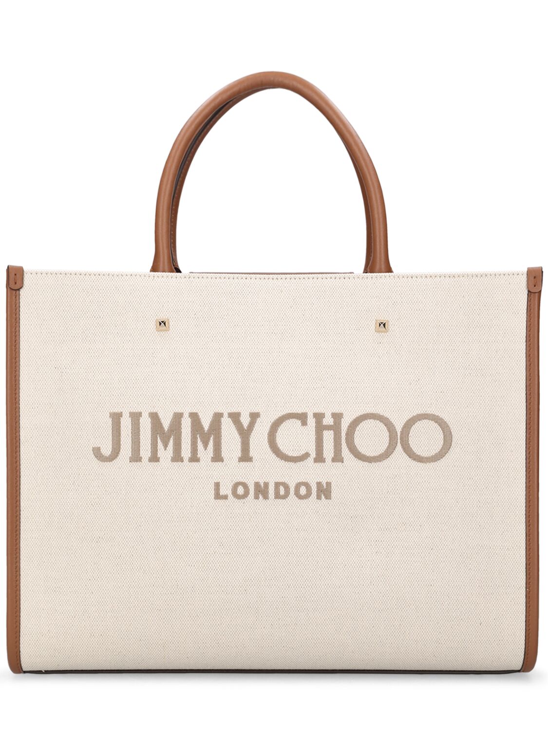 Jimmy Choo Avenue M Recycled Cotton Tote Bag In Natural,taupe