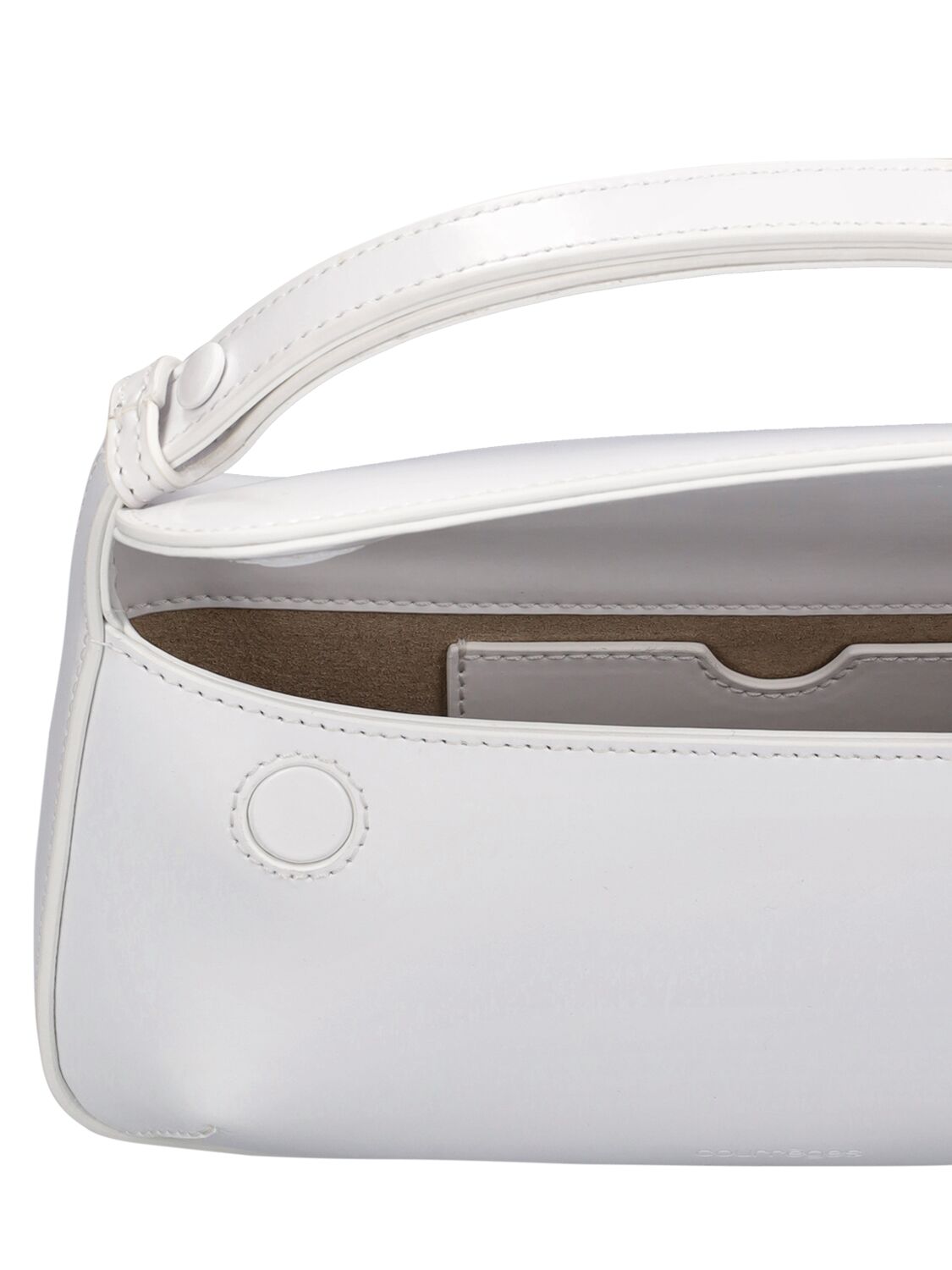 Shop Courrèges Sleek Leather Shoulder Bag In Heritage White
