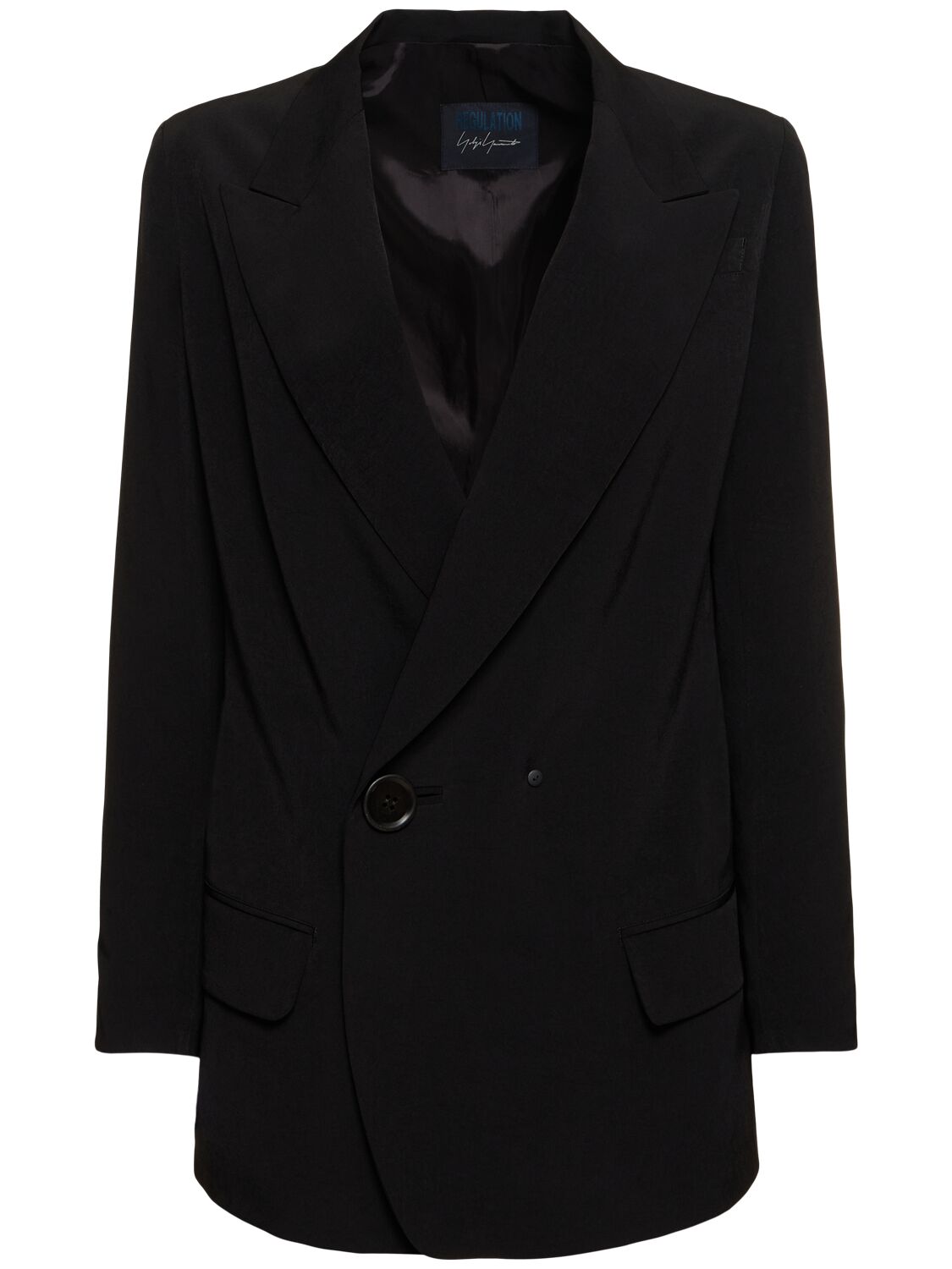 Yohji Yamamoto Crepe De Chine Side Button Jacket In Black