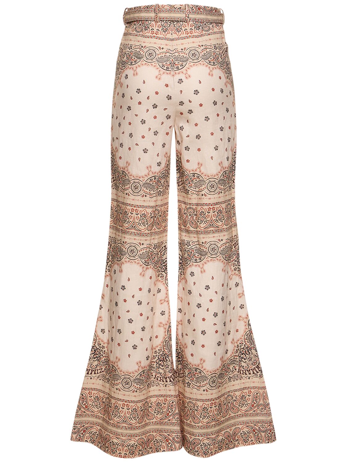 Shop Zimmermann Printed Linen Wide Leg Pants In Multicolor