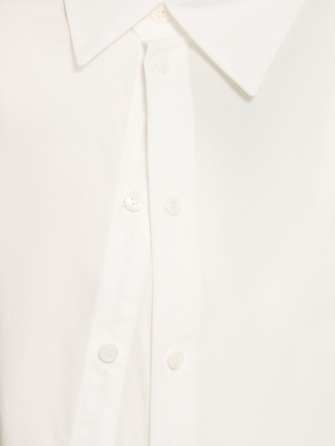 Shop Yohji Yamamoto Cotton Voile Asymmetric Buttoned Shirt In Off White