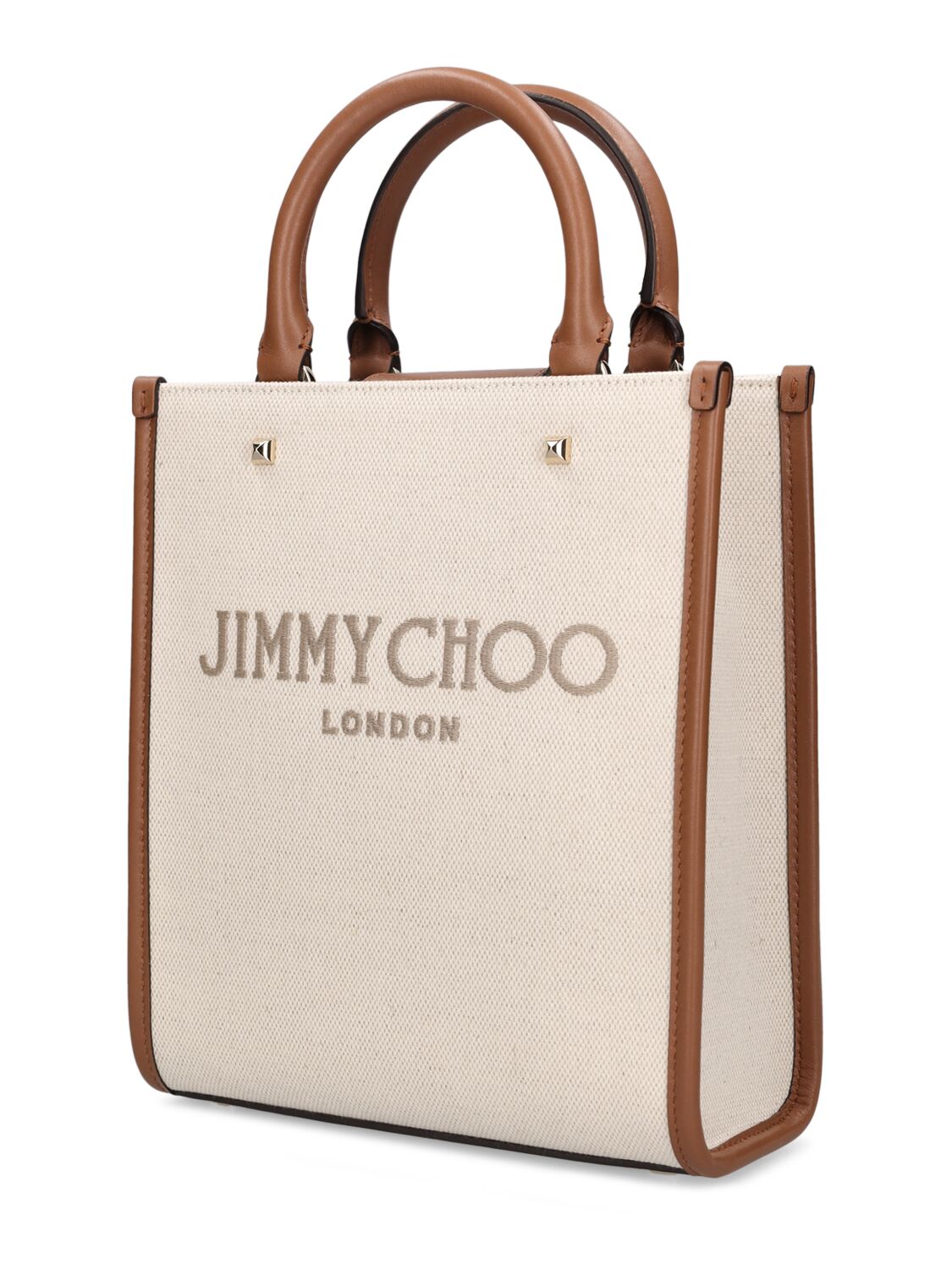 Shop Jimmy Choo Avenue Tote Recycled Cotton Bag In Natural,taupe