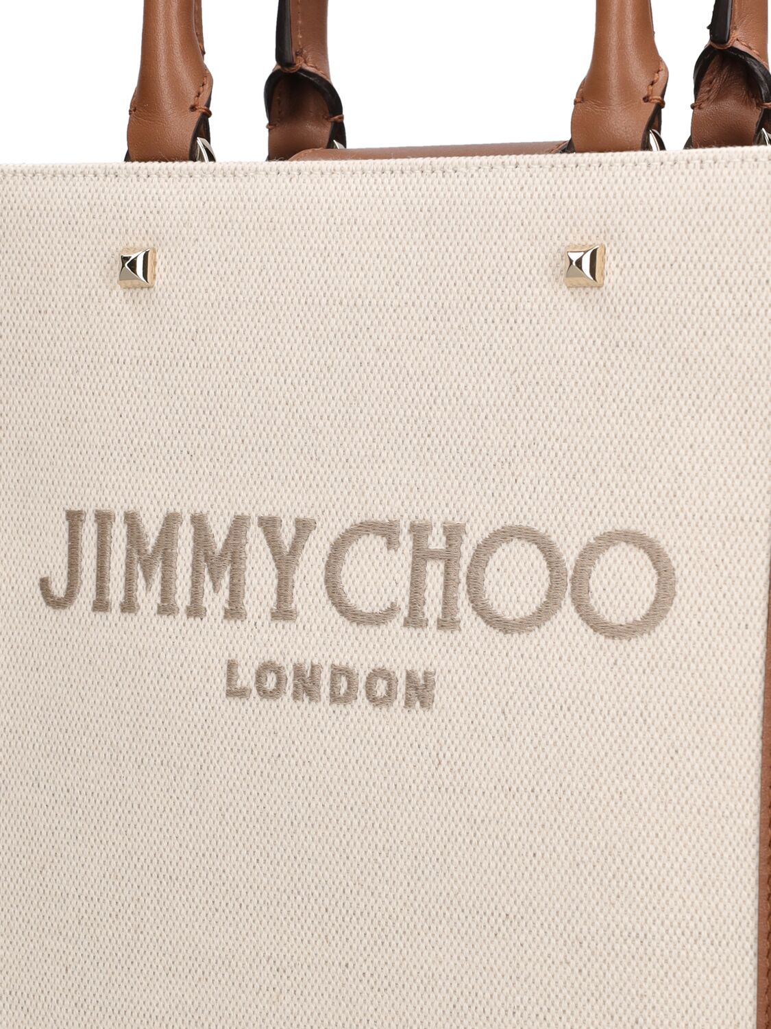 Shop Jimmy Choo Avenue Tote Recycled Cotton Bag In Natural,taupe