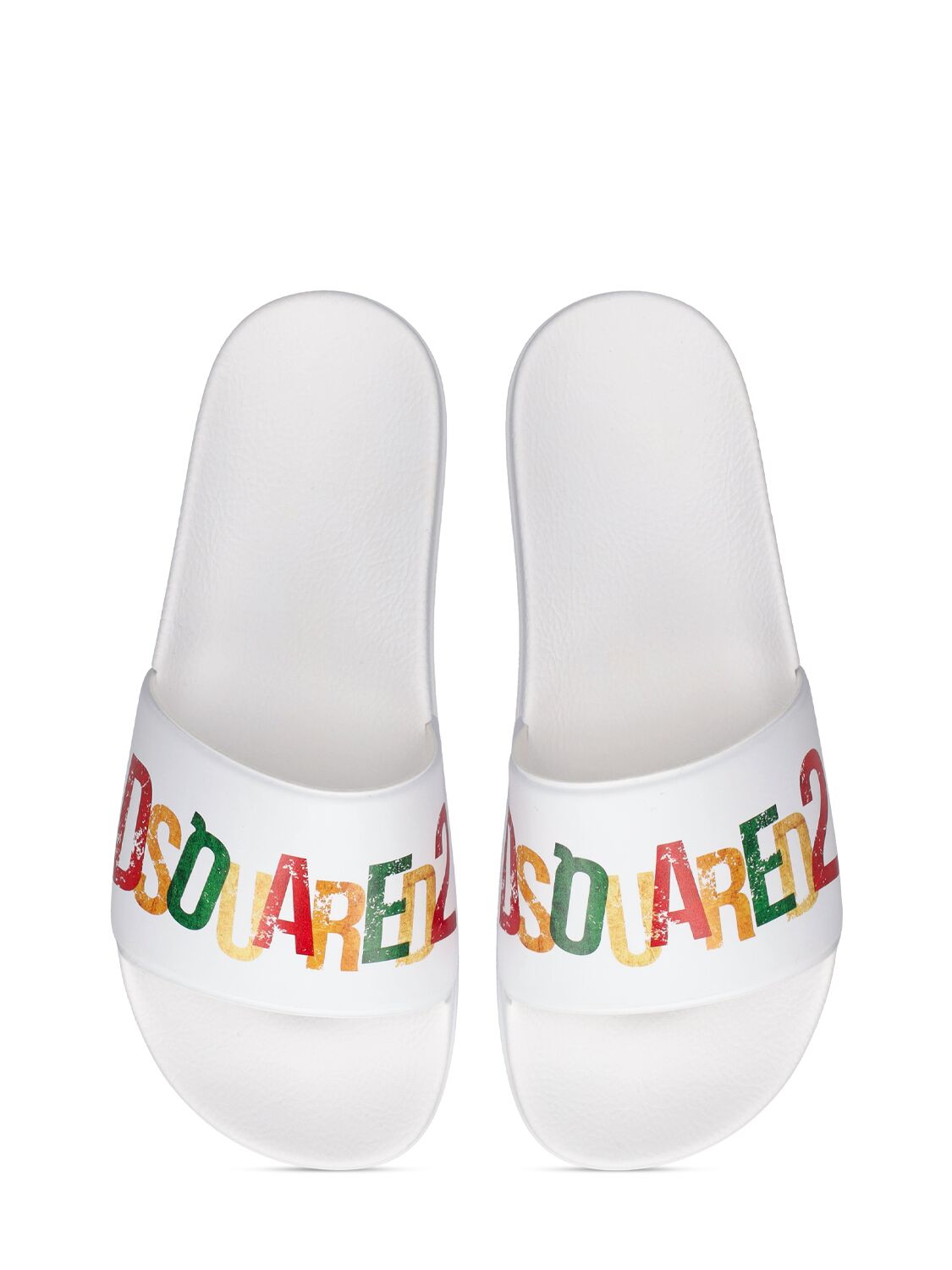 Shop Dsquared2 Logo Print Rubber Slide Sandals In White