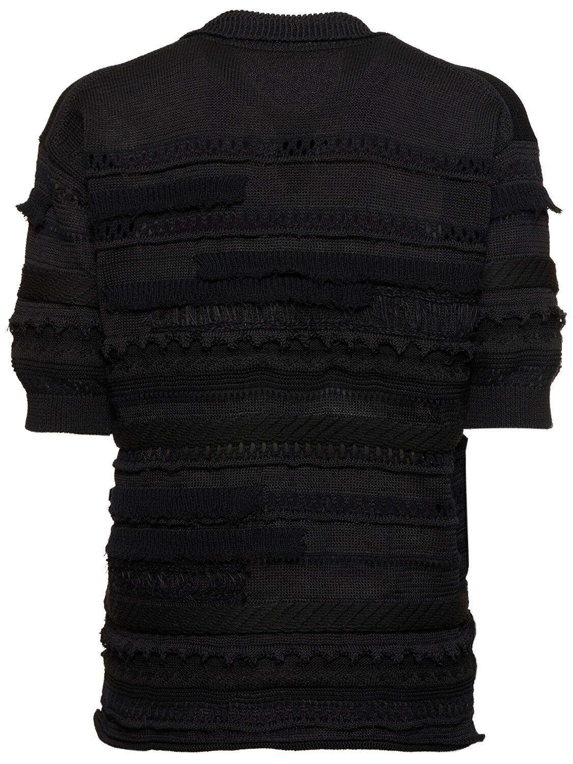 Shop Yohji Yamamoto Openwork Jersey Knit Short Sleeve Polo In Black