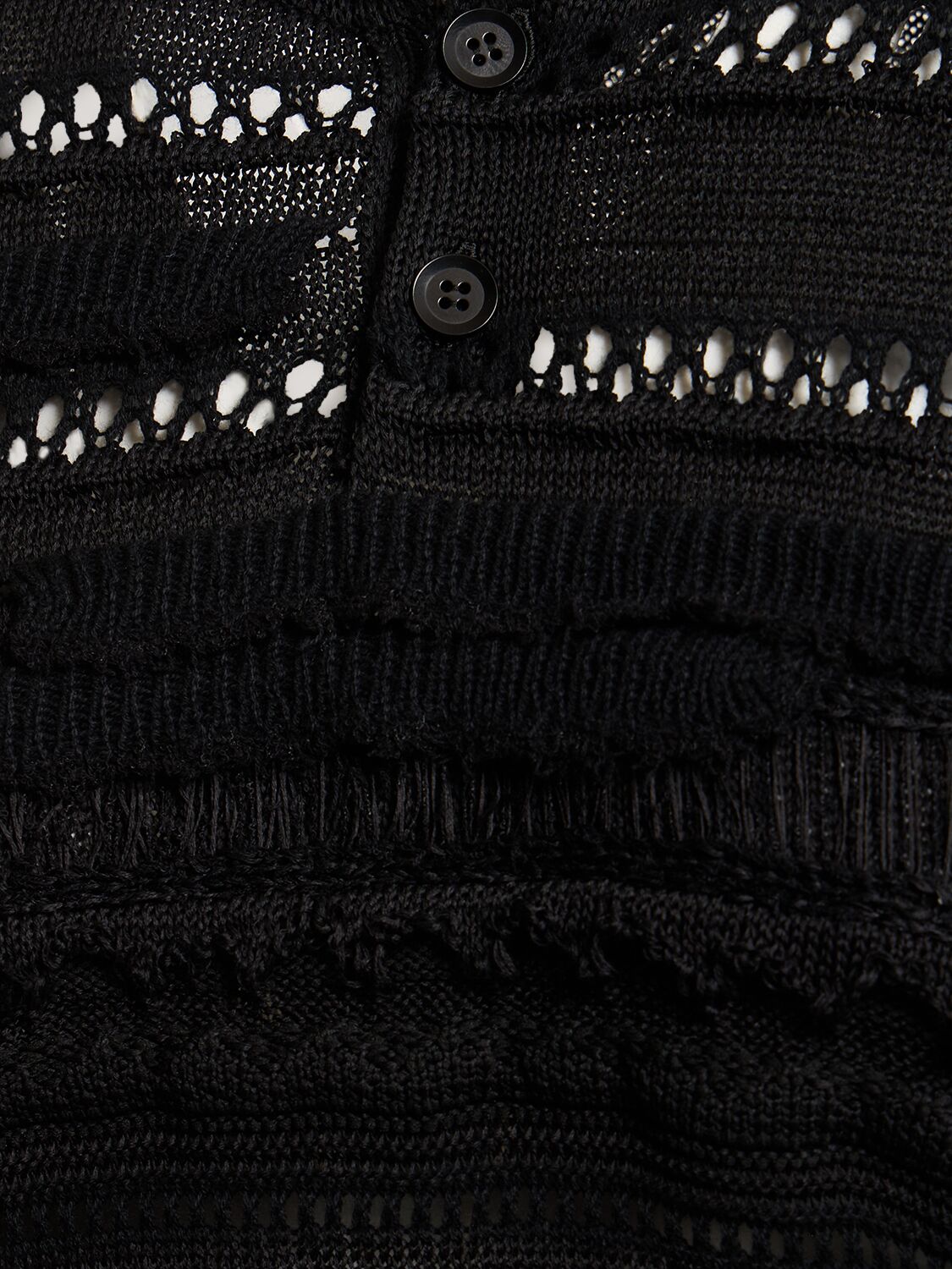 Shop Yohji Yamamoto Openwork Jersey Knit Short Sleeve Polo In Black