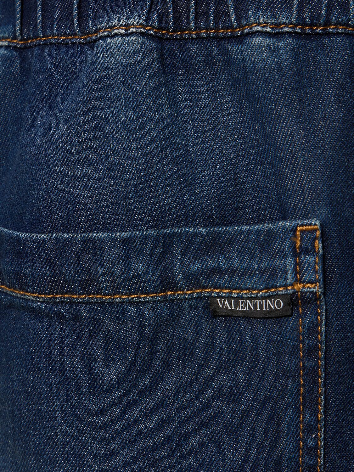 Shop Valentino Denim Shorts In Blue