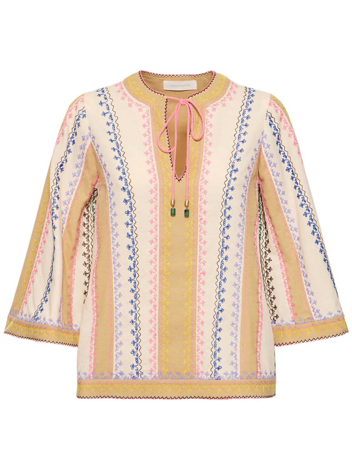 Shop Zimmermann August Embroidered Cotton Top In Multicolor