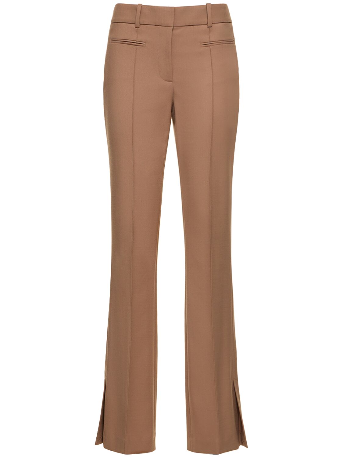 Helmut Lang Vent Wool Blend Bootcut Trousers In Brown