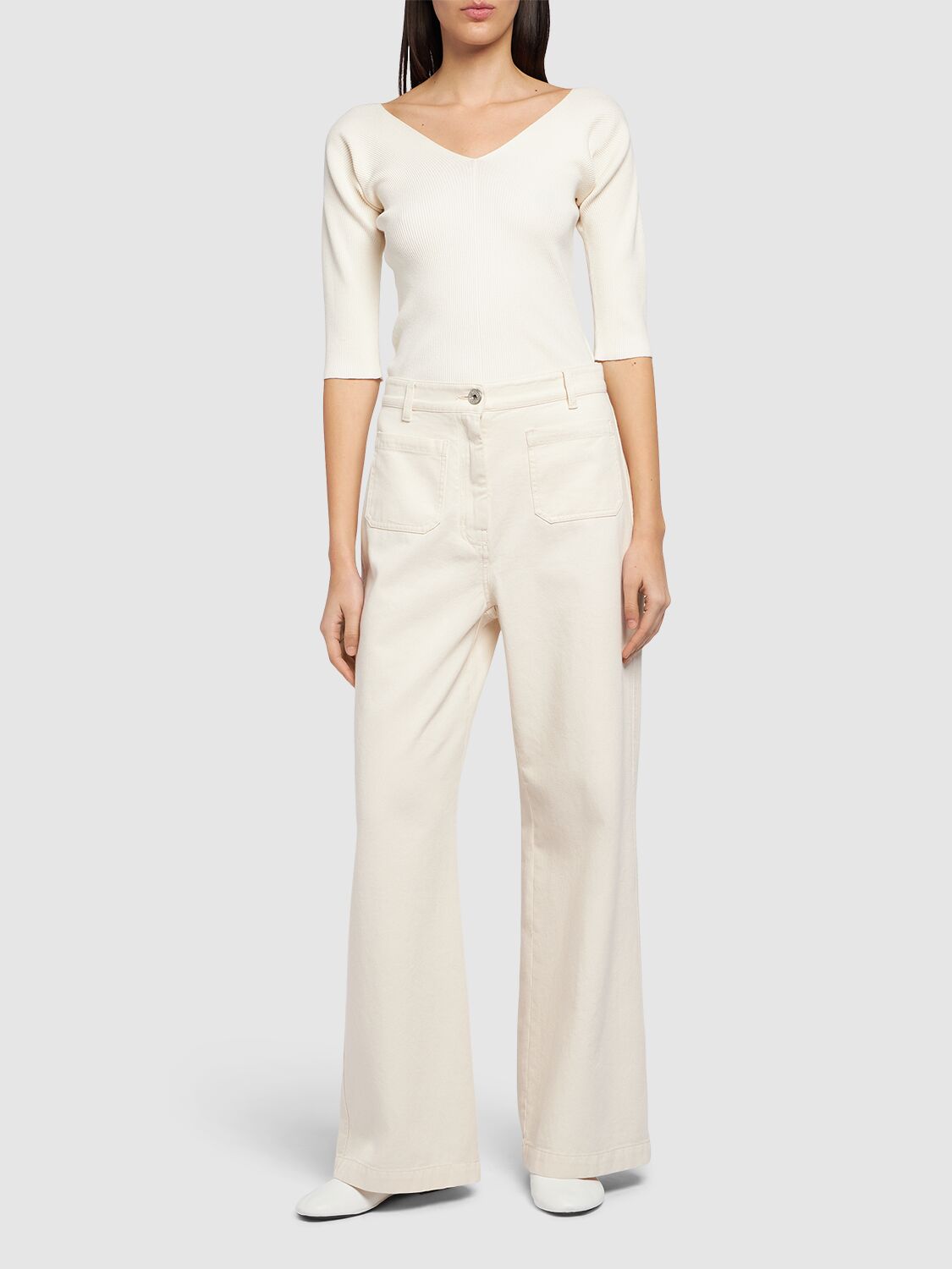 Shop Weekend Max Mara Oceano Stretch Jersey Top In Ecru