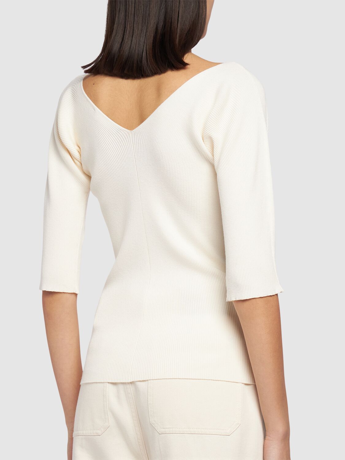 Shop Weekend Max Mara Oceano Stretch Jersey Top In Ecru