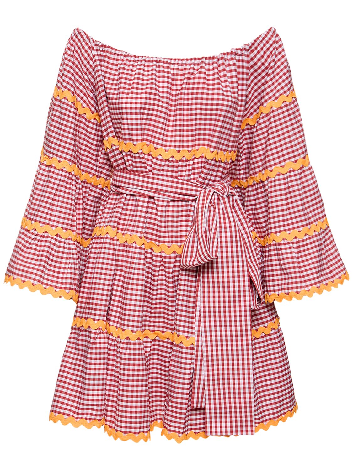 Belted Cotton Off-the-shoulder Dress