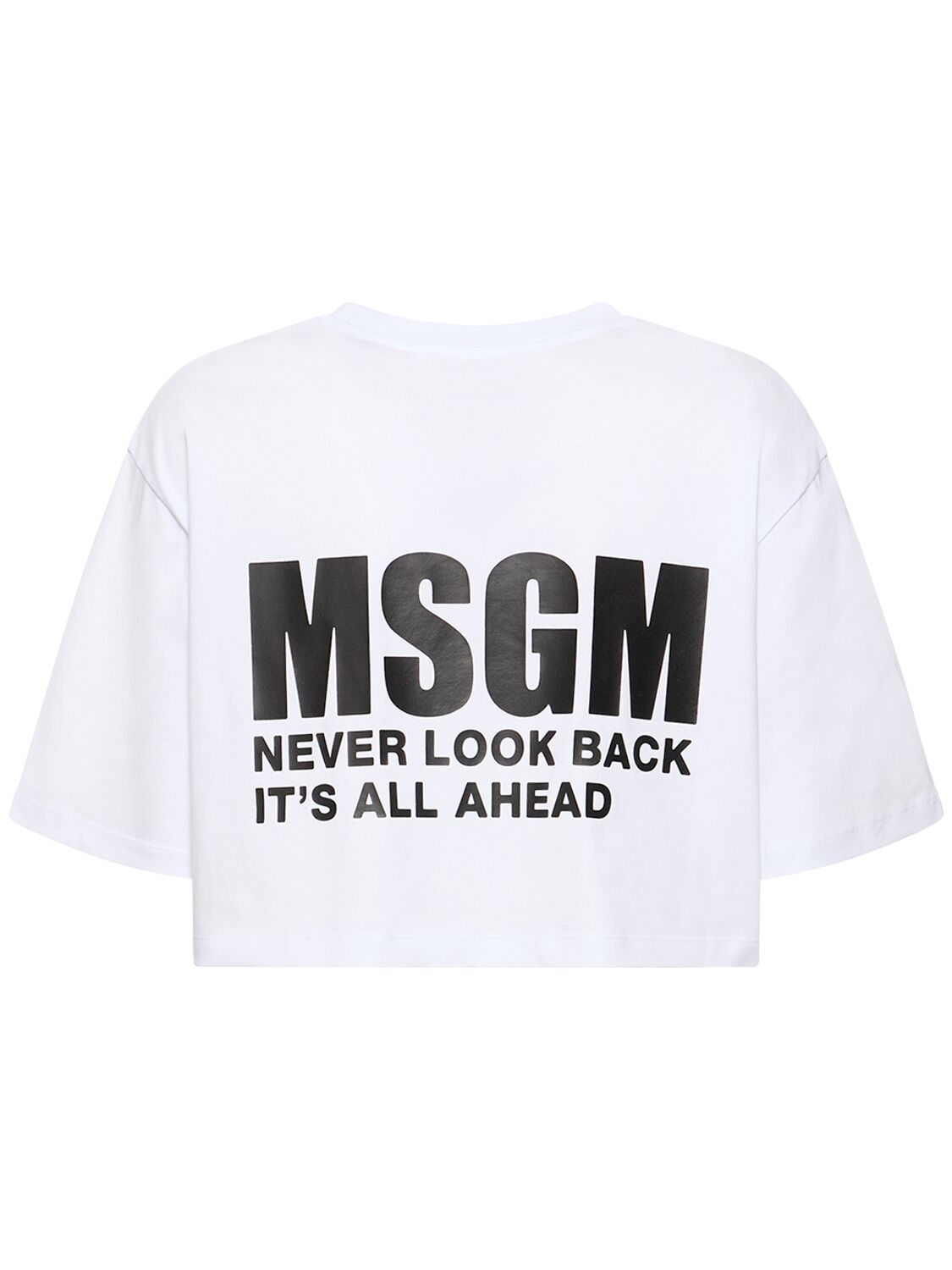 Shop Msgm Cropped Cotton T-shirt In Optic White