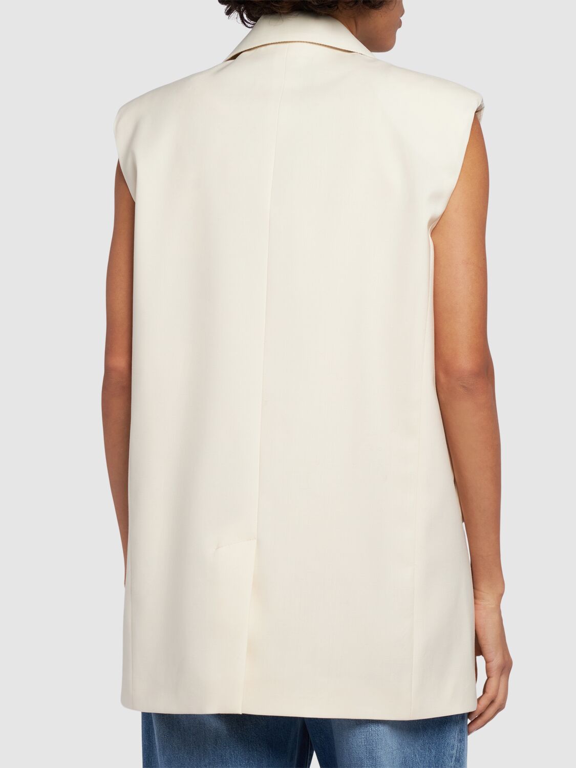 Weekend Max Mara Donna Stretch Wool Vest W/ Buttons In Ecru