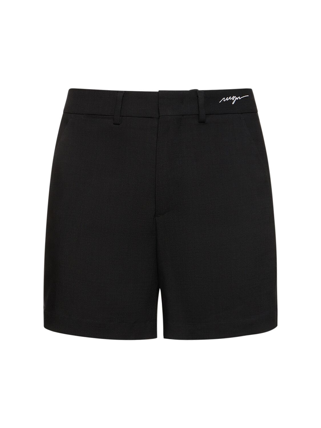 Msgm Logo Embroidery Viscose Blend Shorts In Black