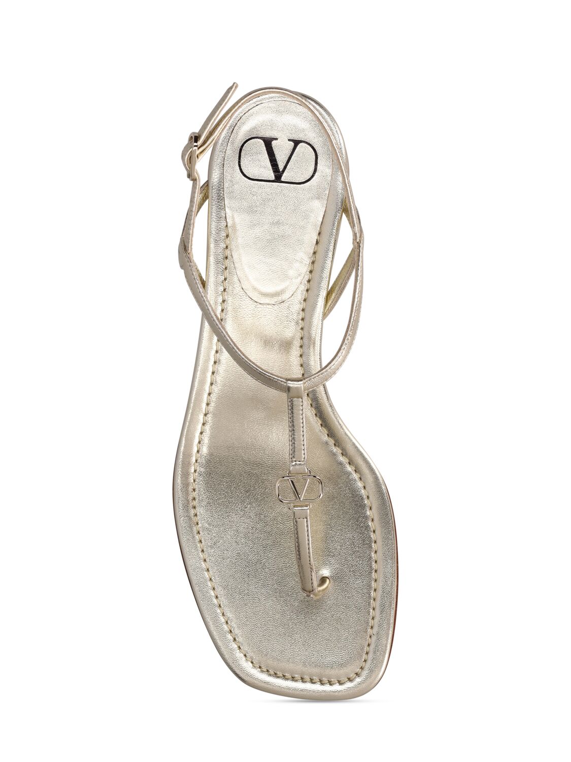 Shop Valentino 20mm Vlogo Signature Metallic Sandals In Platinum