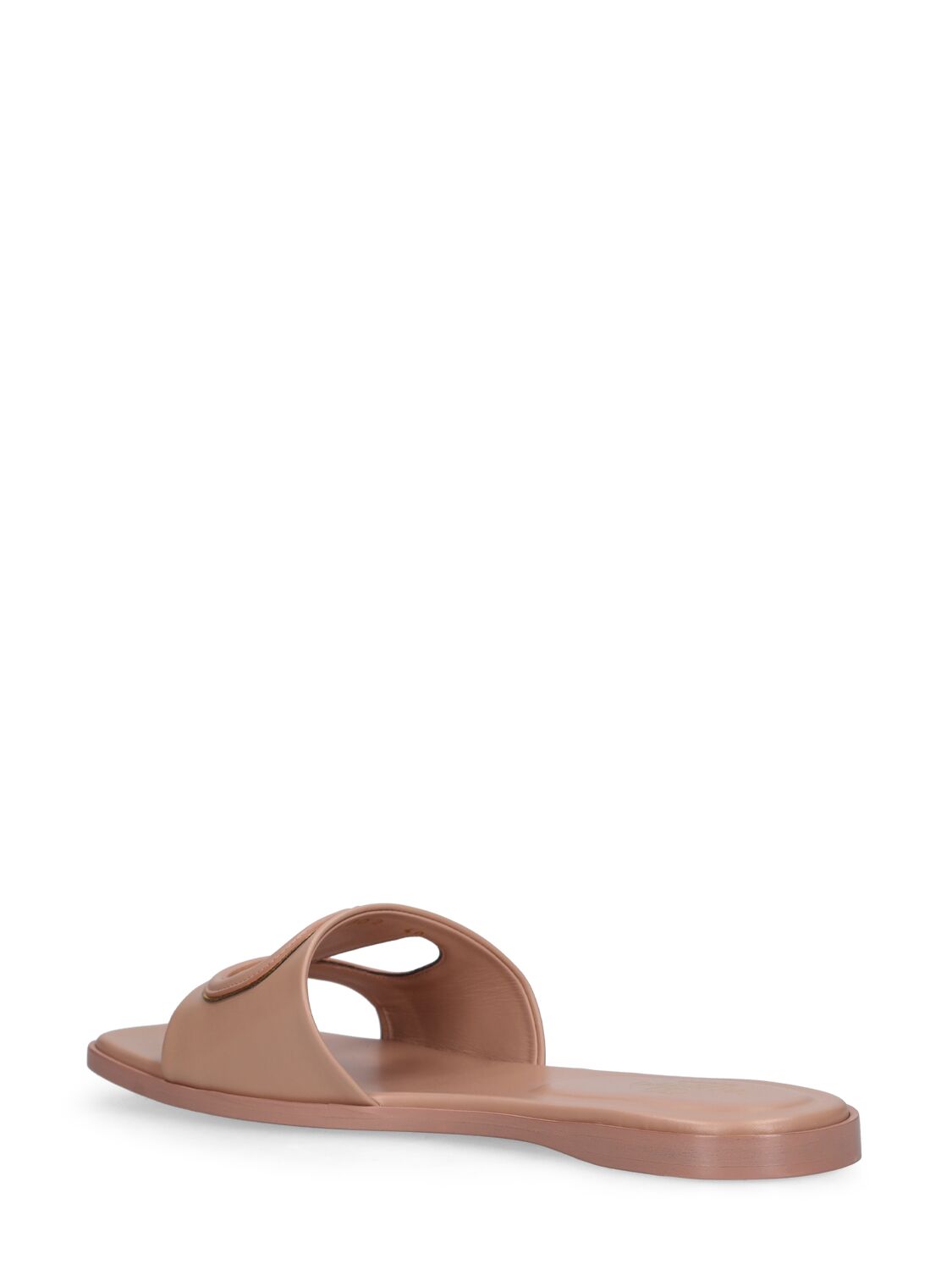 Shop Valentino Vlogo Leather Slide Sandals In Rose Cannelle,a