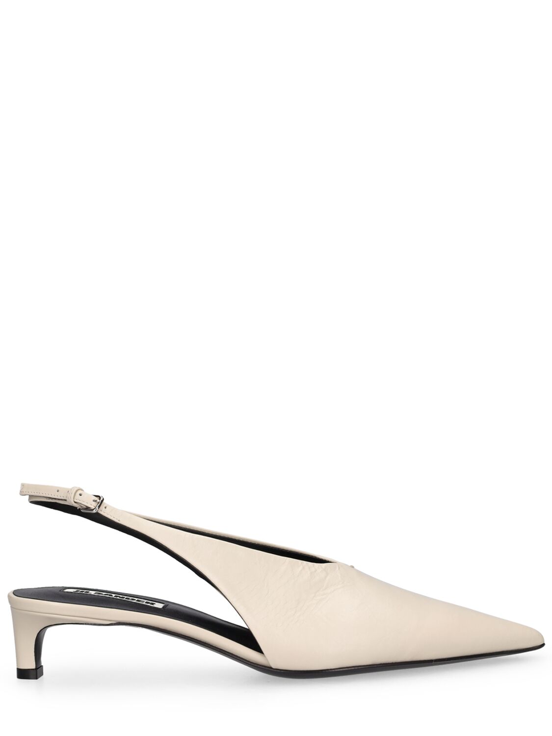 Jil Sander 35mm Leather Kitten Heel Slingbacks In Off White