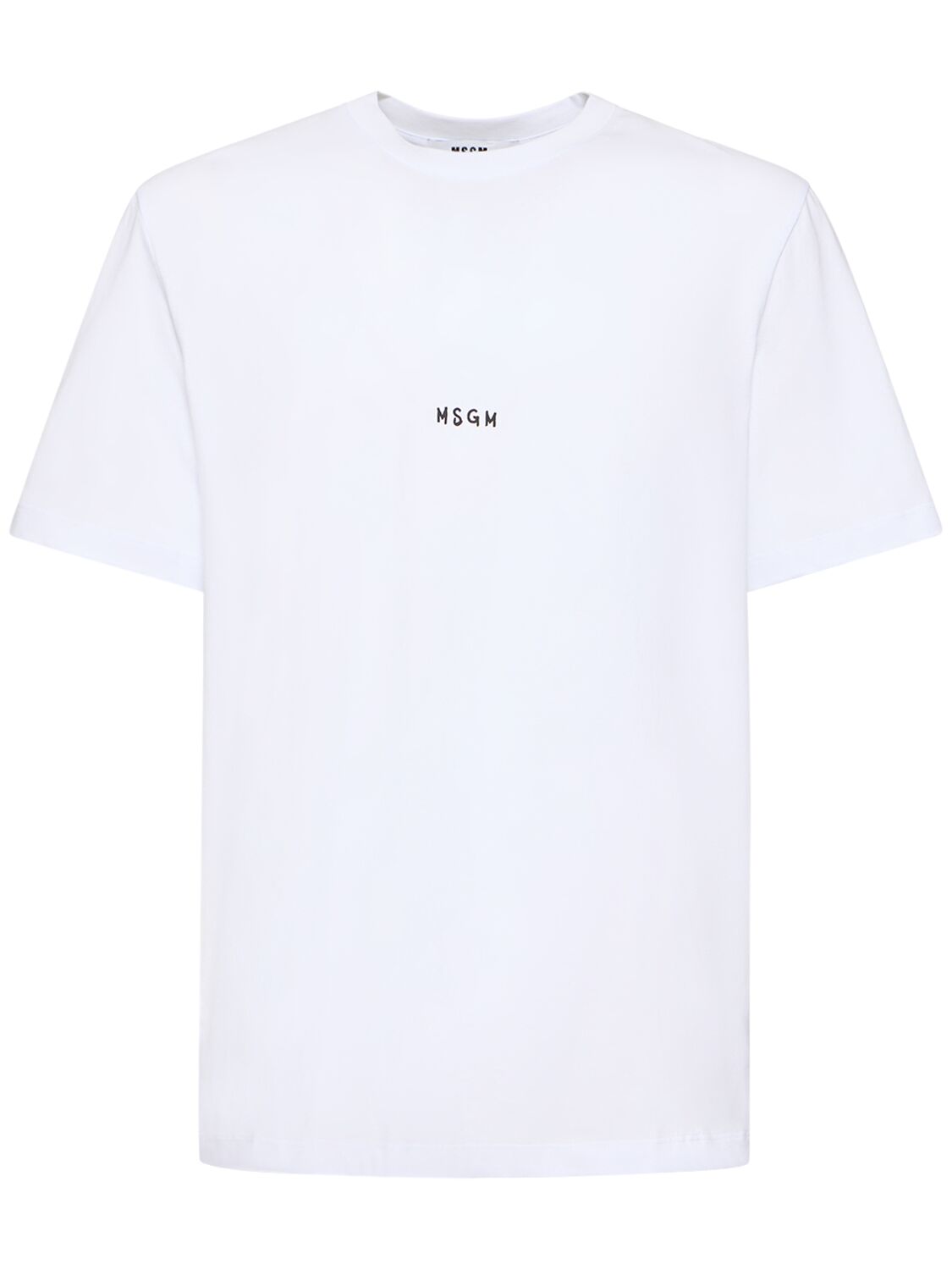 Msgm Logo棉质平纹针织t恤 In White