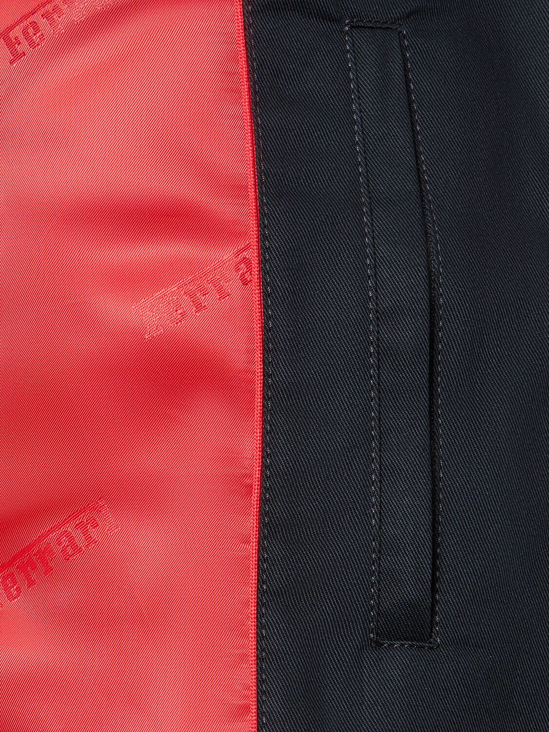 Shop Ferrari Cotton Multi-pocket Coat In Navy