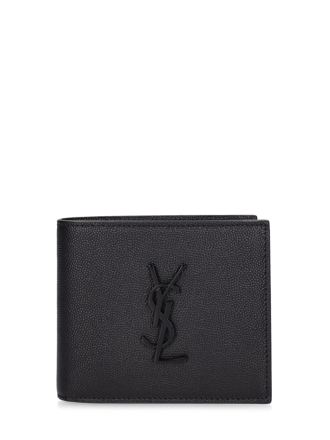 Saint Laurent Cassandre East/west Leather Wallet In Black