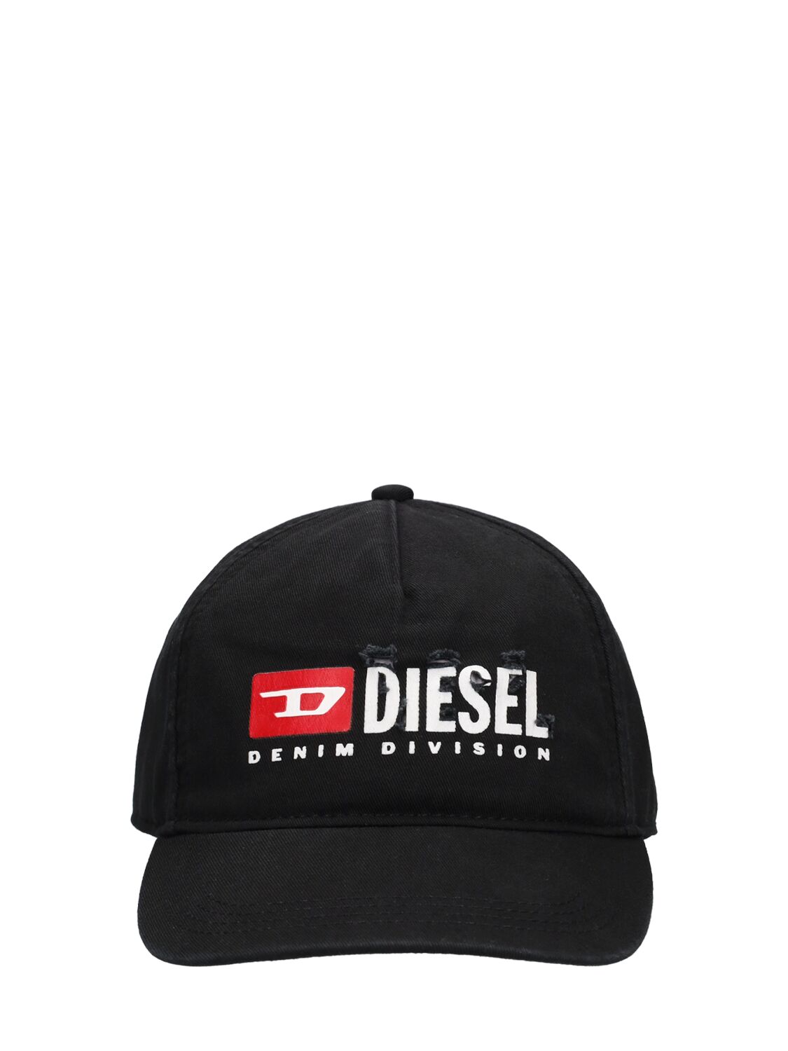 Diesel Kids' Logo-print Ripped Baseball Cap In Black