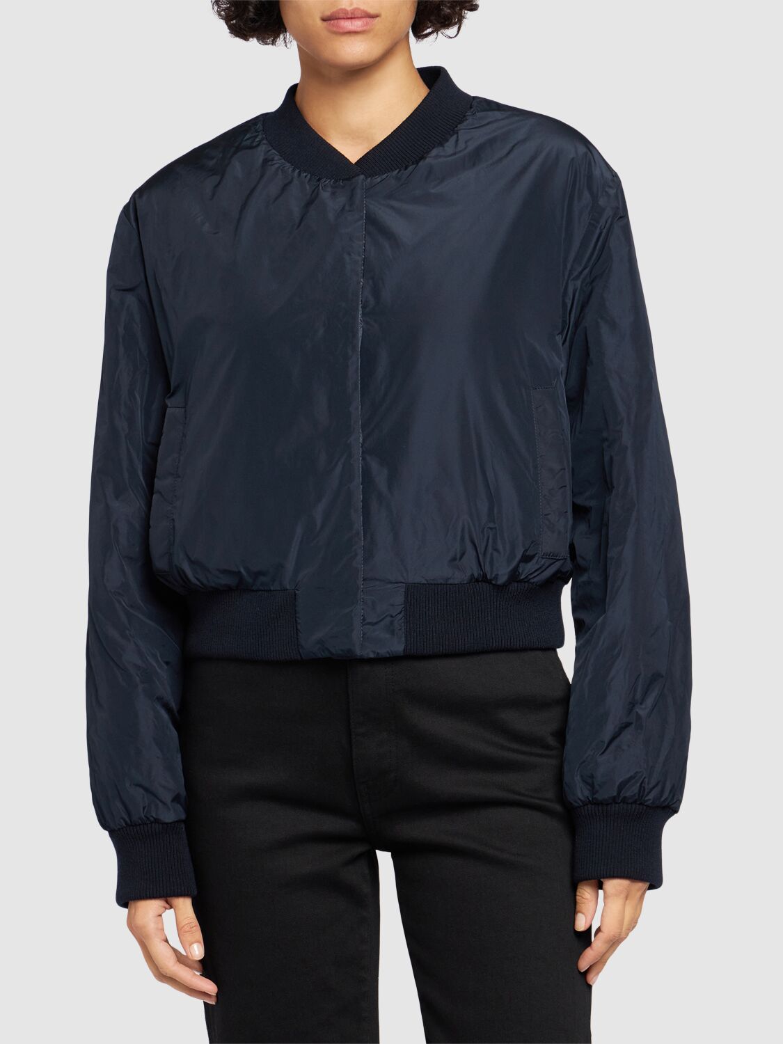 Shop Max Mara Greenbi Padded Crop Jacket In Blue