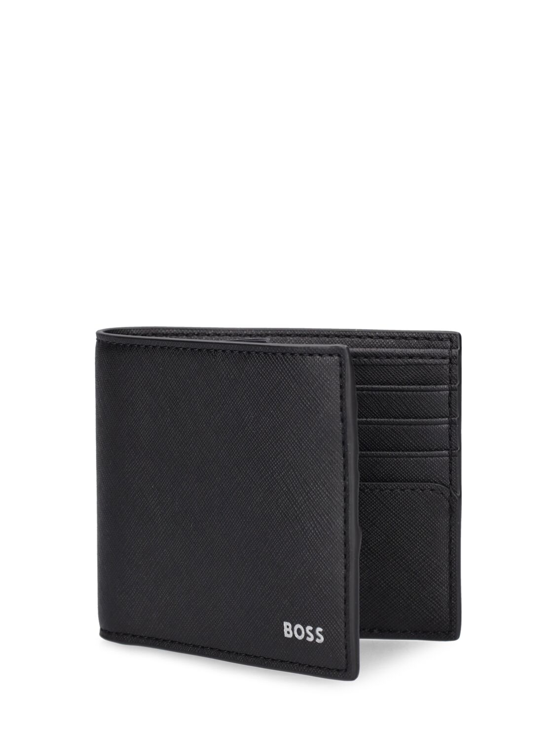 Shop Hugo Boss Zair Leather Billfold Wallet In Black