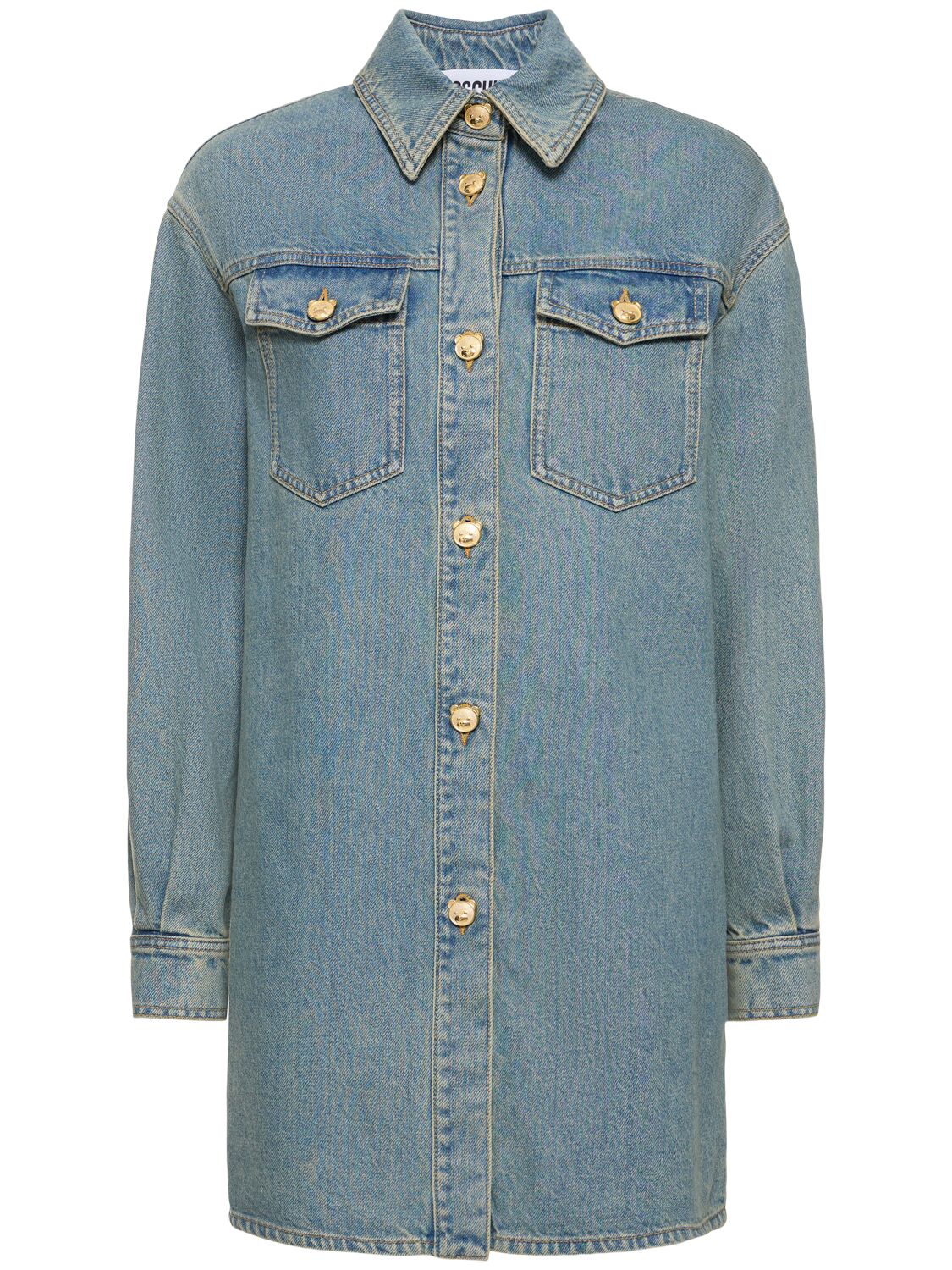 Moschino Cotton Denim Shirt In Light Blue